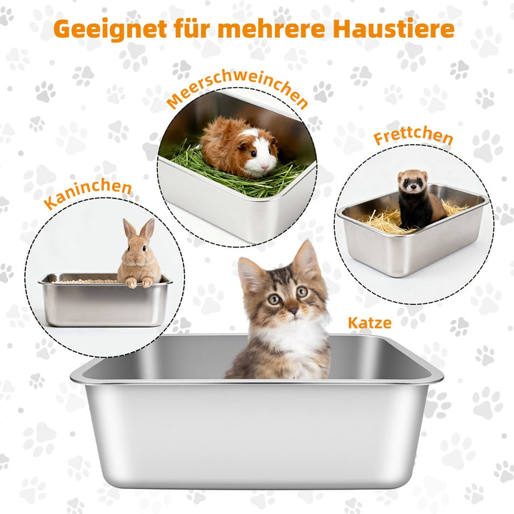 Stainless Steel Cat Litter Tray Low Entry Durable Design