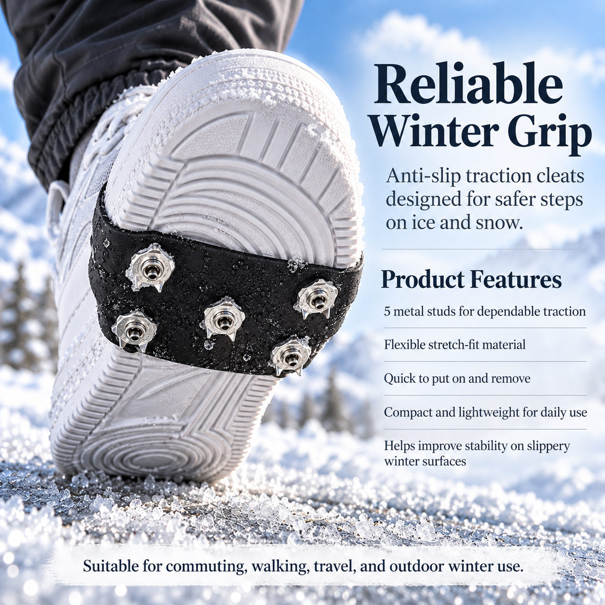 Anti Slip Ice Grips for Shoes Snow Traction Cleats Winter Spikes