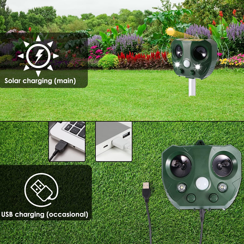 Solar Ultrasonic Animal Repeller with Motion Sensor