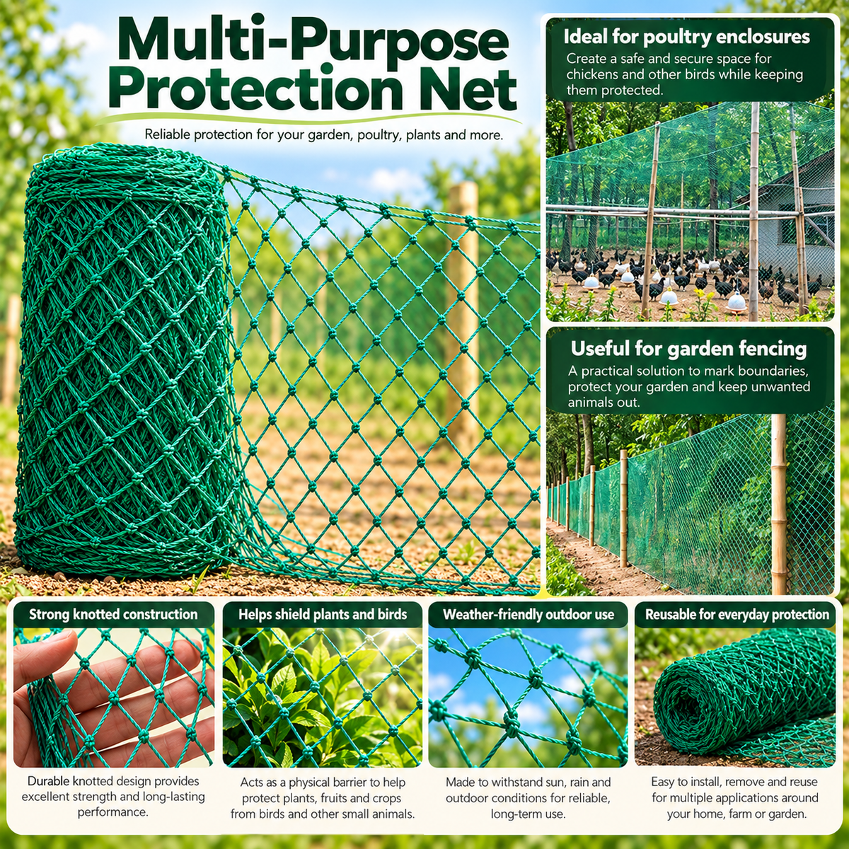 Garden Plant Protection Net UV Resistant Tear Proof Trellis Netting