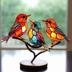 Stained Glass Bird Table Lamp with LED Decorative Light