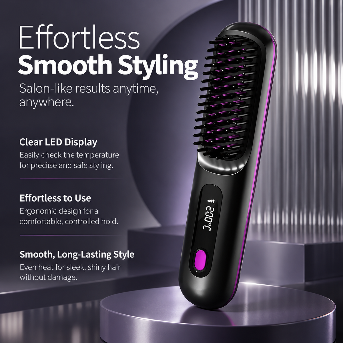 Cordless Hair Straightener USB Rechargeable Ceramic LCD Ionic Travel