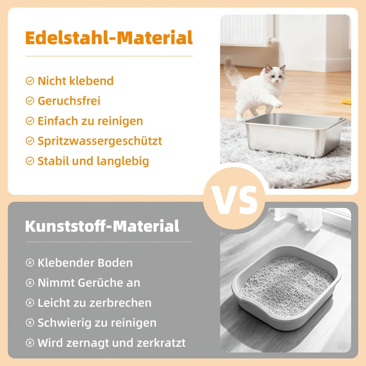 Stainless Steel Cat Litter Tray Low Entry Durable Design