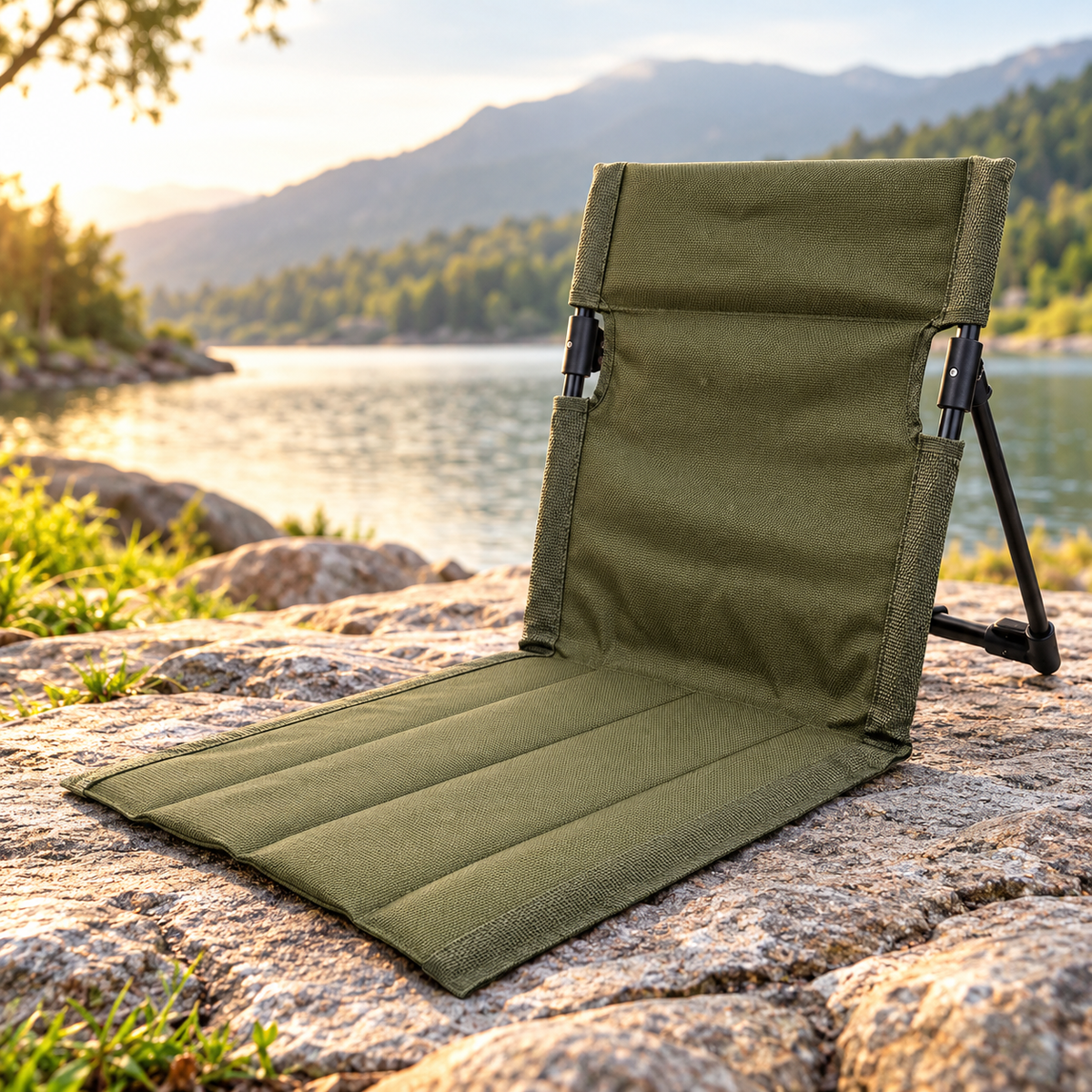 Portable Camping Ground Chair Foldable Stadium Seat with Backrest