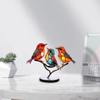 Stained Glass Bird Table Lamp with LED Decorative Light