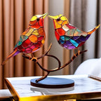 Stained Glass Bird Table Lamp with LED Decorative Light