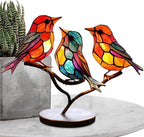 Stained Glass Bird Table Lamp with LED Decorative Light