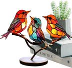 Stained Glass Bird Table Lamp with LED Decorative Light