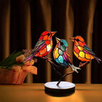 Stained Glass Bird Table Lamp with LED Decorative Light