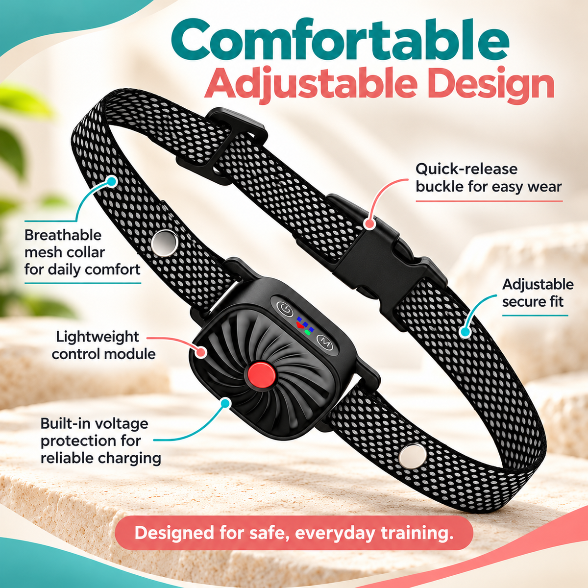 Anti Bark Collar for Small Dogs Sound Vibration Waterproof Adjustable