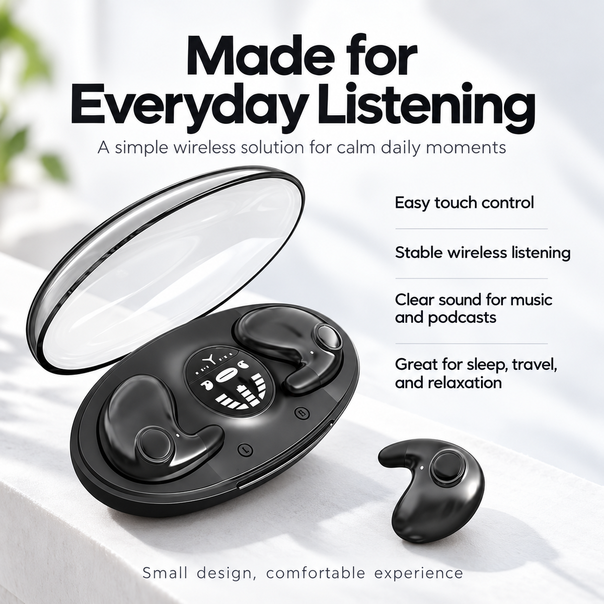 Sleep Headphones Ultra Thin Earbuds Noise Cancelling Waterproof 24h