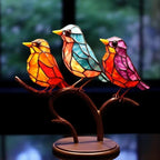 Stained Glass Bird Table Lamp with LED Decorative Light
