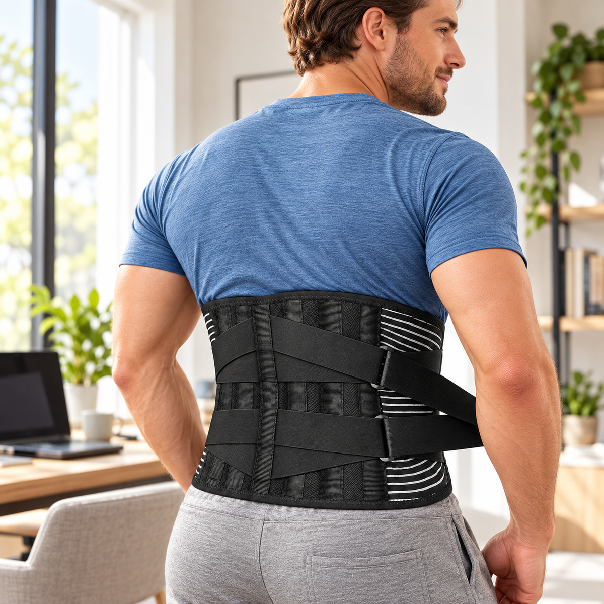 Lower Back Support Belt Lumbar Brace Spring Support Breathable