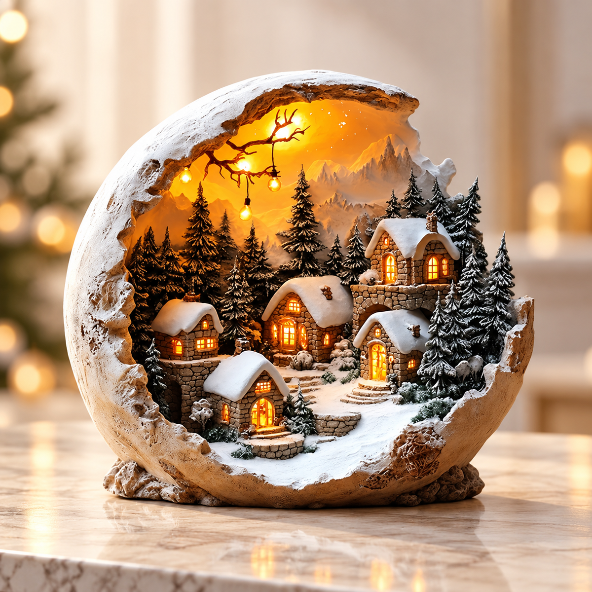 Boho Christmas Decoration Acrylic Moon Figurine Tabletop Ornament