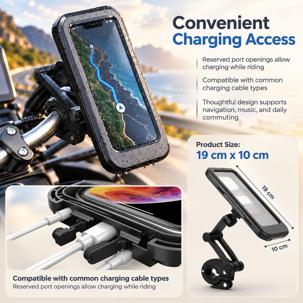 Bike Phone Holder Waterproof Motorcycle Mount 360 Rotation Handlebar