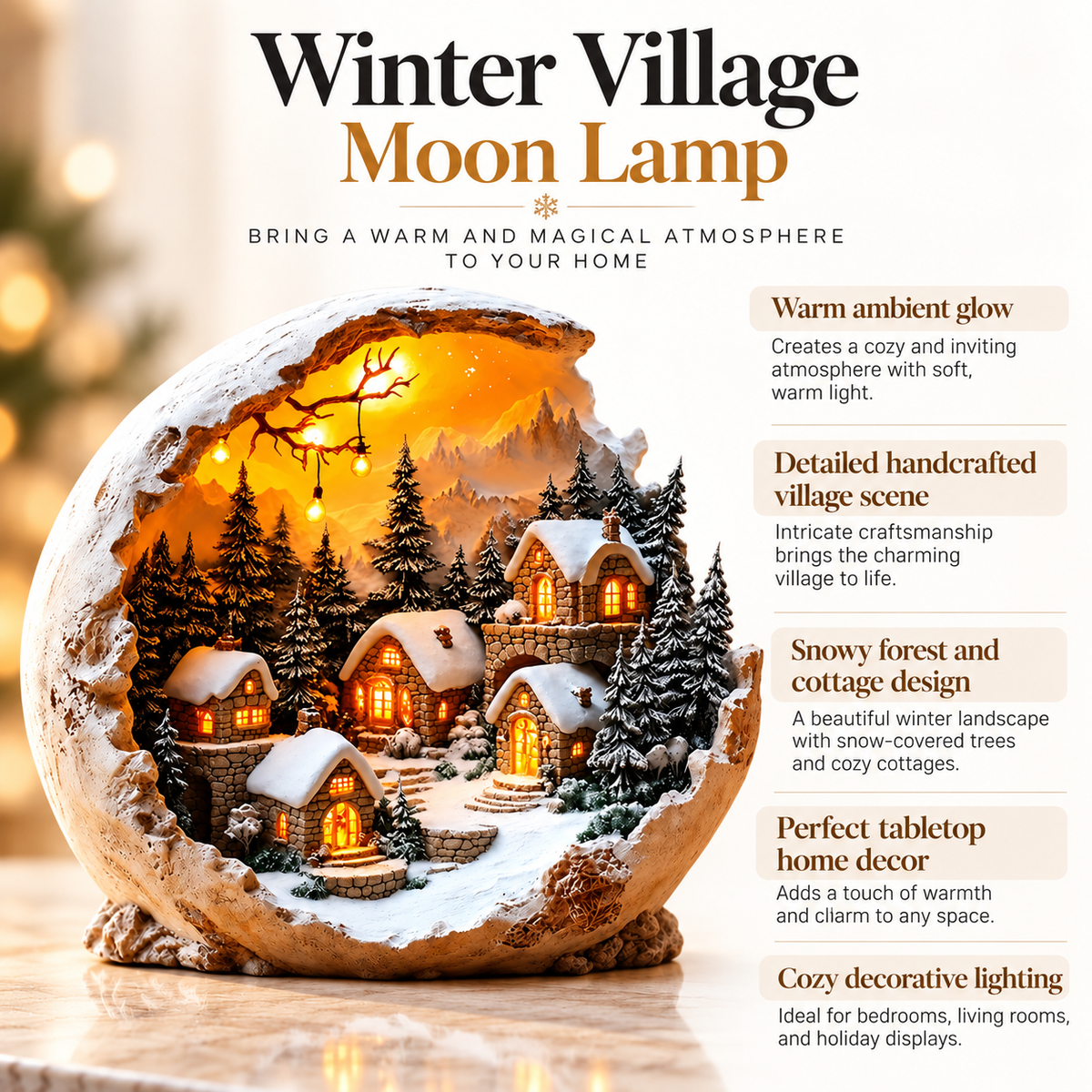 Boho Christmas Decoration Acrylic Moon Figurine Tabletop Ornament