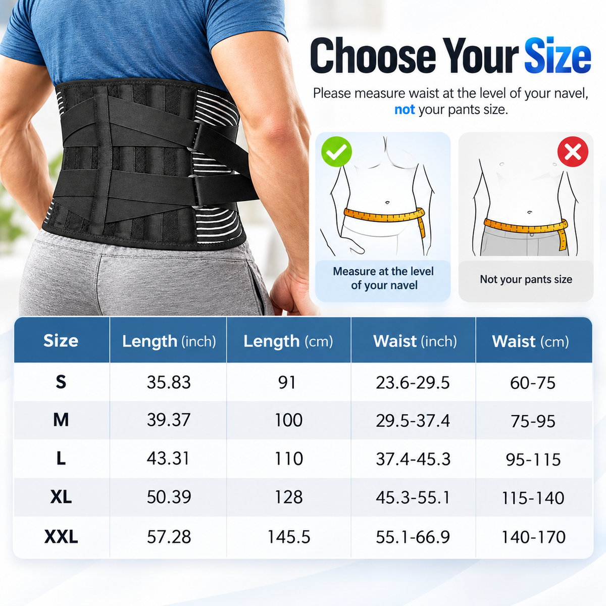 Lower Back Support Belt Lumbar Brace Spring Support Breathable