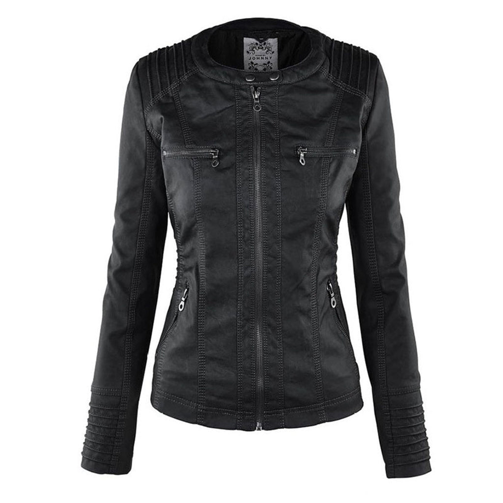 Women’s Hooded Faux Leather Jacket