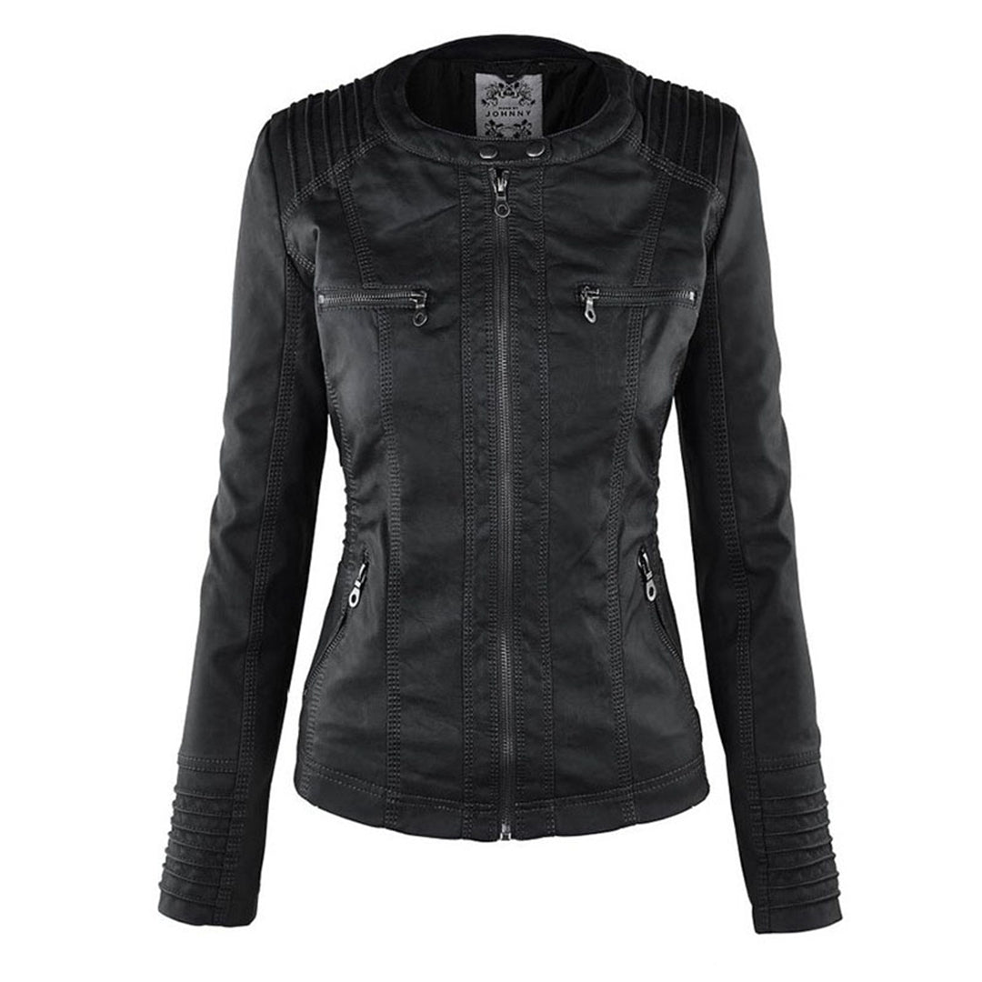Women’s Hooded Faux Leather Jacket