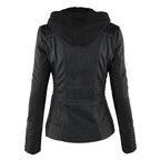 Women’s Hooded Faux Leather Jacket