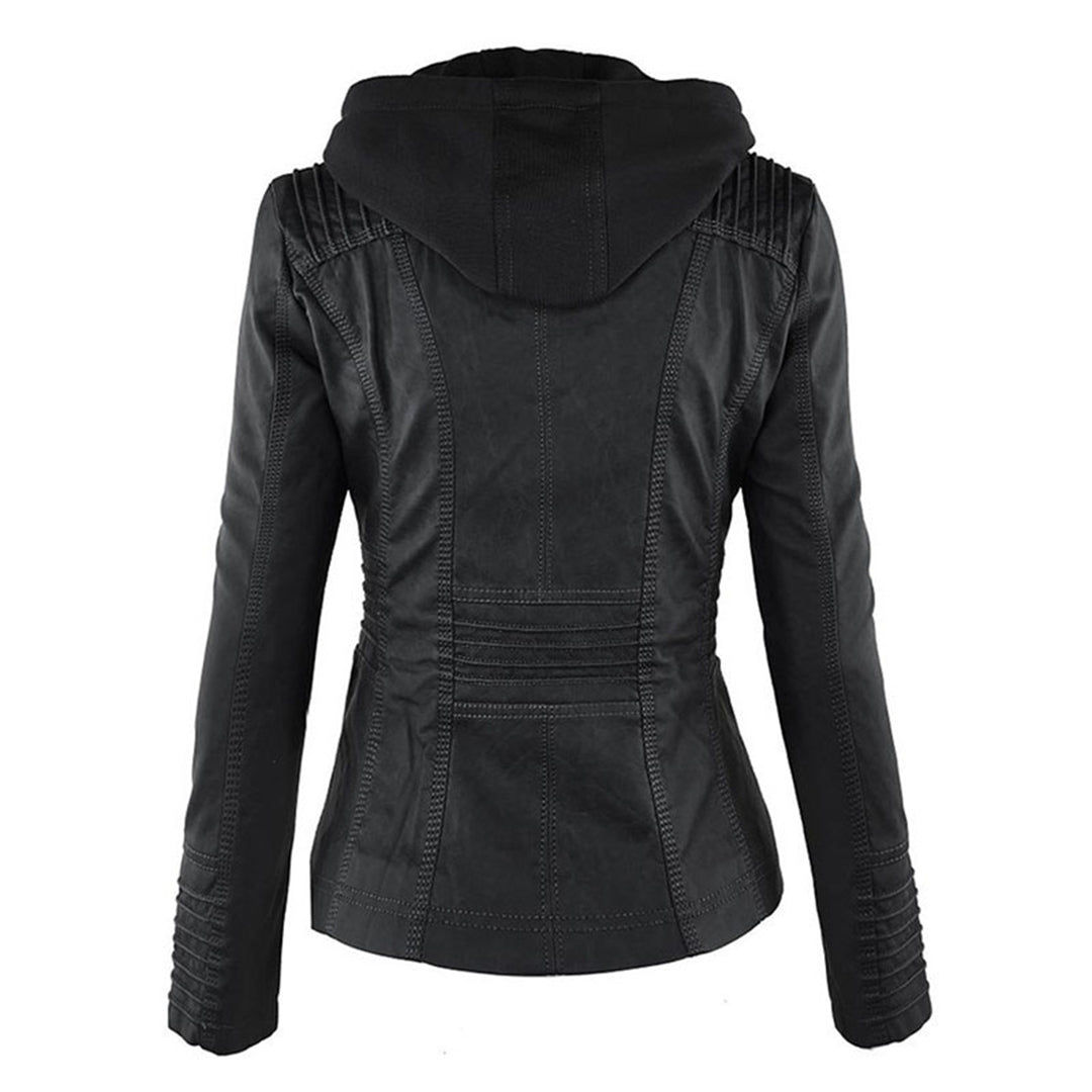 Women’s Hooded Faux Leather Jacket