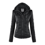 Women’s Hooded Faux Leather Jacket