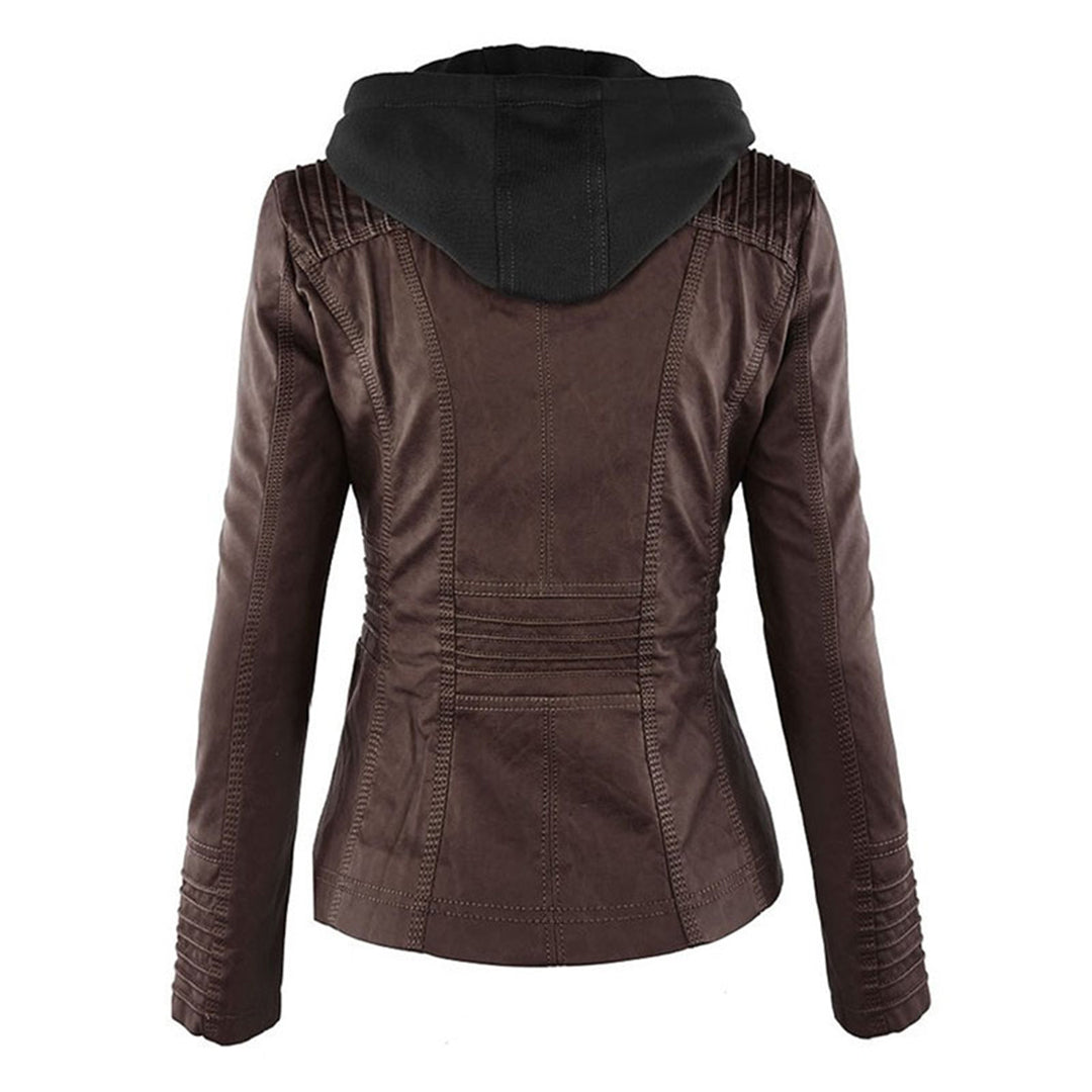 Women’s Hooded Faux Leather Jacket