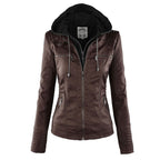 Women’s Hooded Faux Leather Jacket