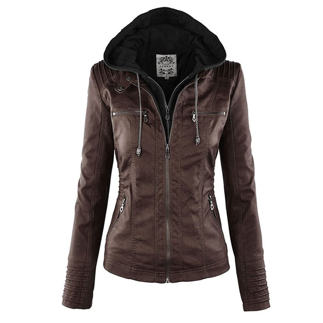 Women’s Hooded Faux Leather Jacket