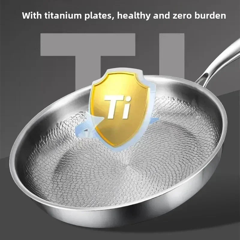 Stainless Steel Frying Pan with Honeycomb Surface