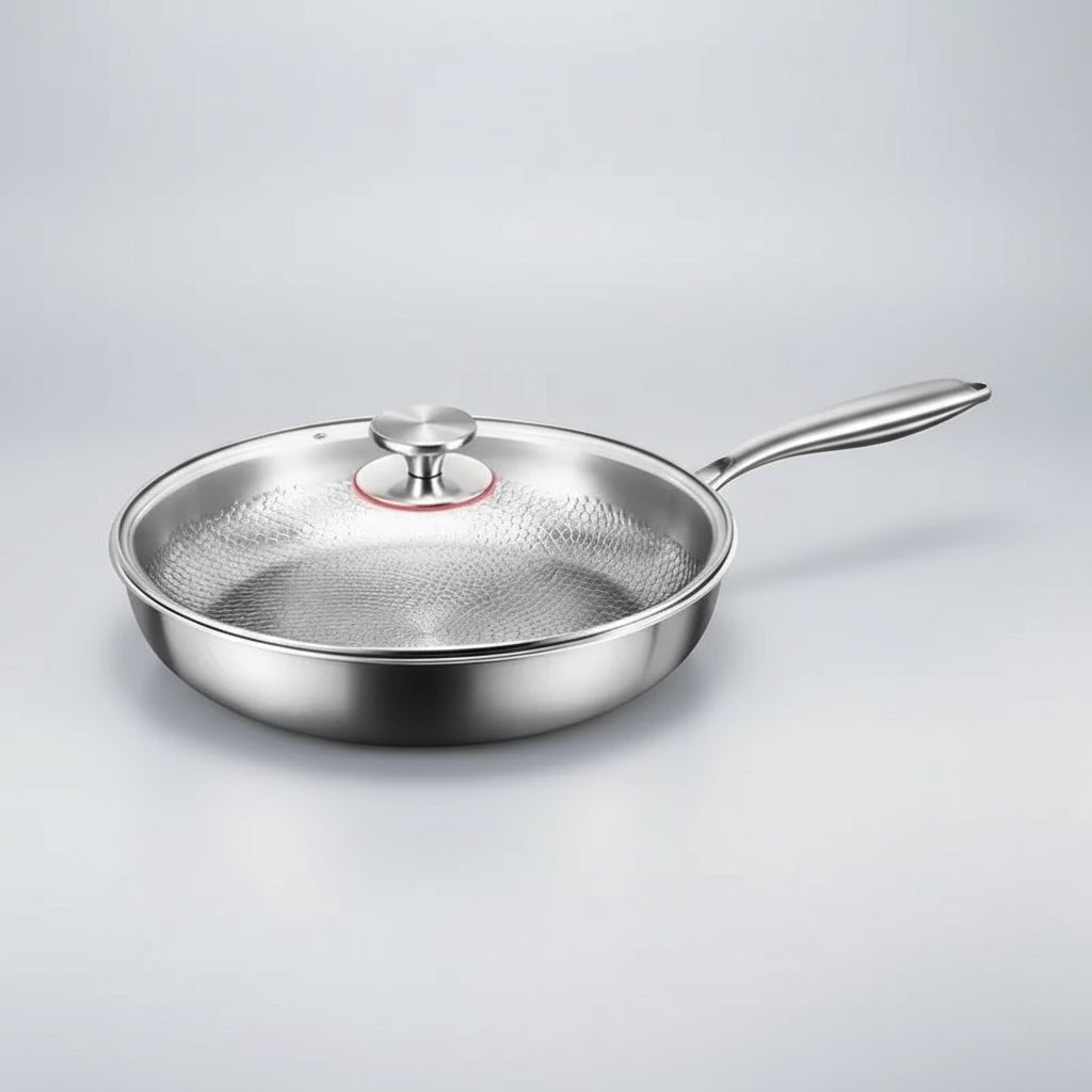 Stainless Steel Frying Pan with Honeycomb Surface