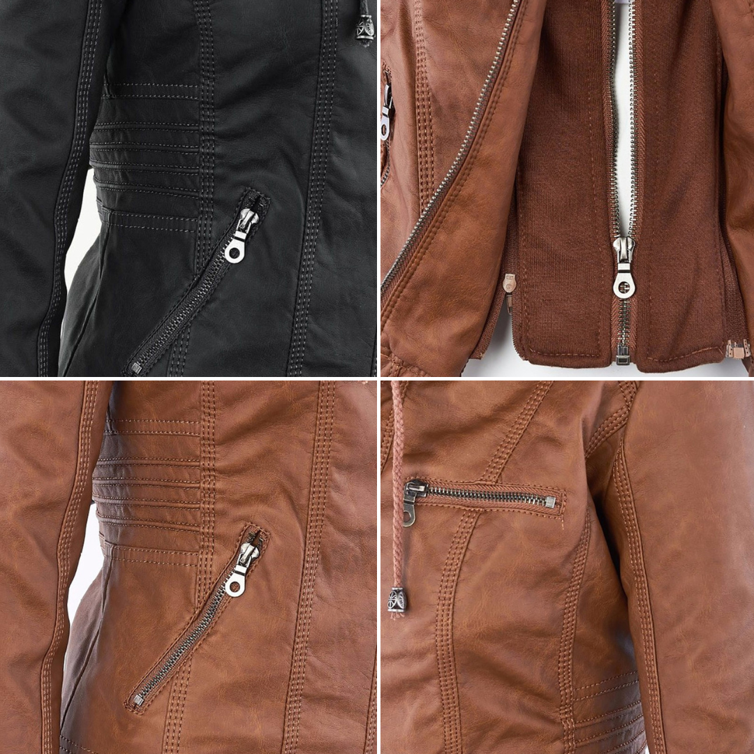 Women’s Hooded Faux Leather Jacket