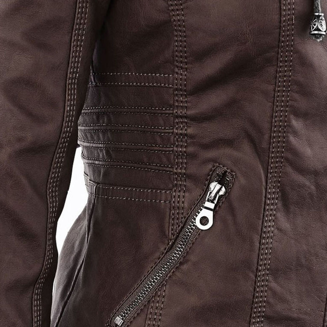 Women’s Hooded Faux Leather Jacket