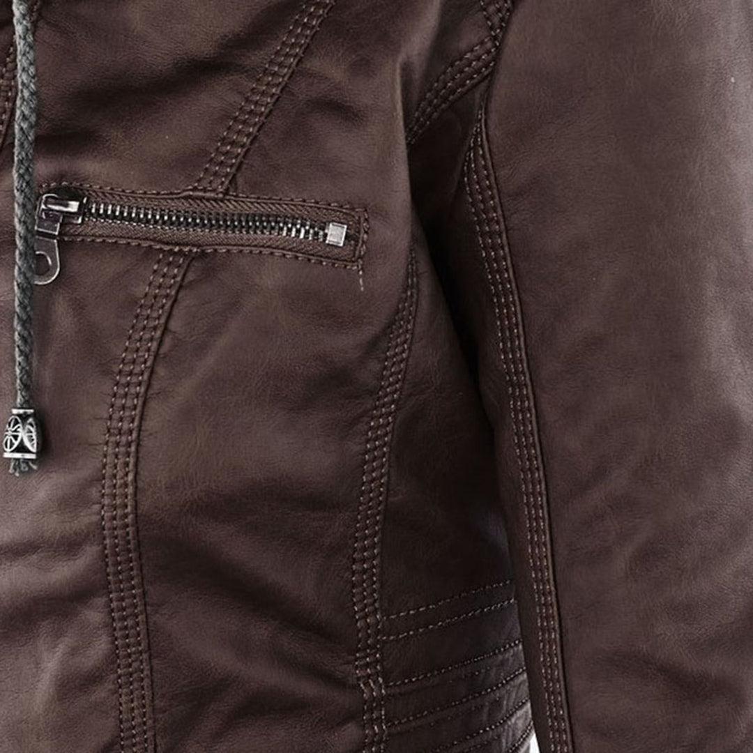 Women’s Hooded Faux Leather Jacket