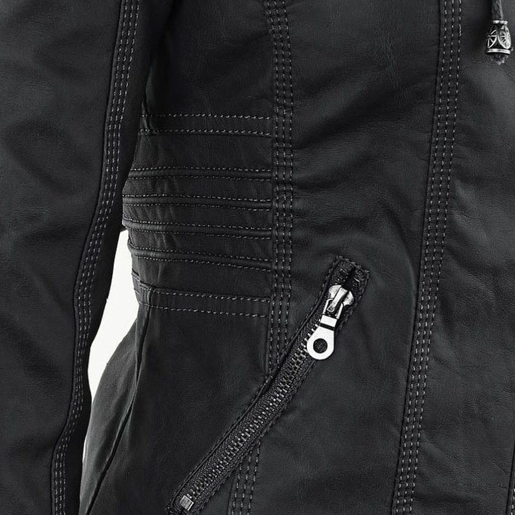 Women’s Hooded Faux Leather Jacket