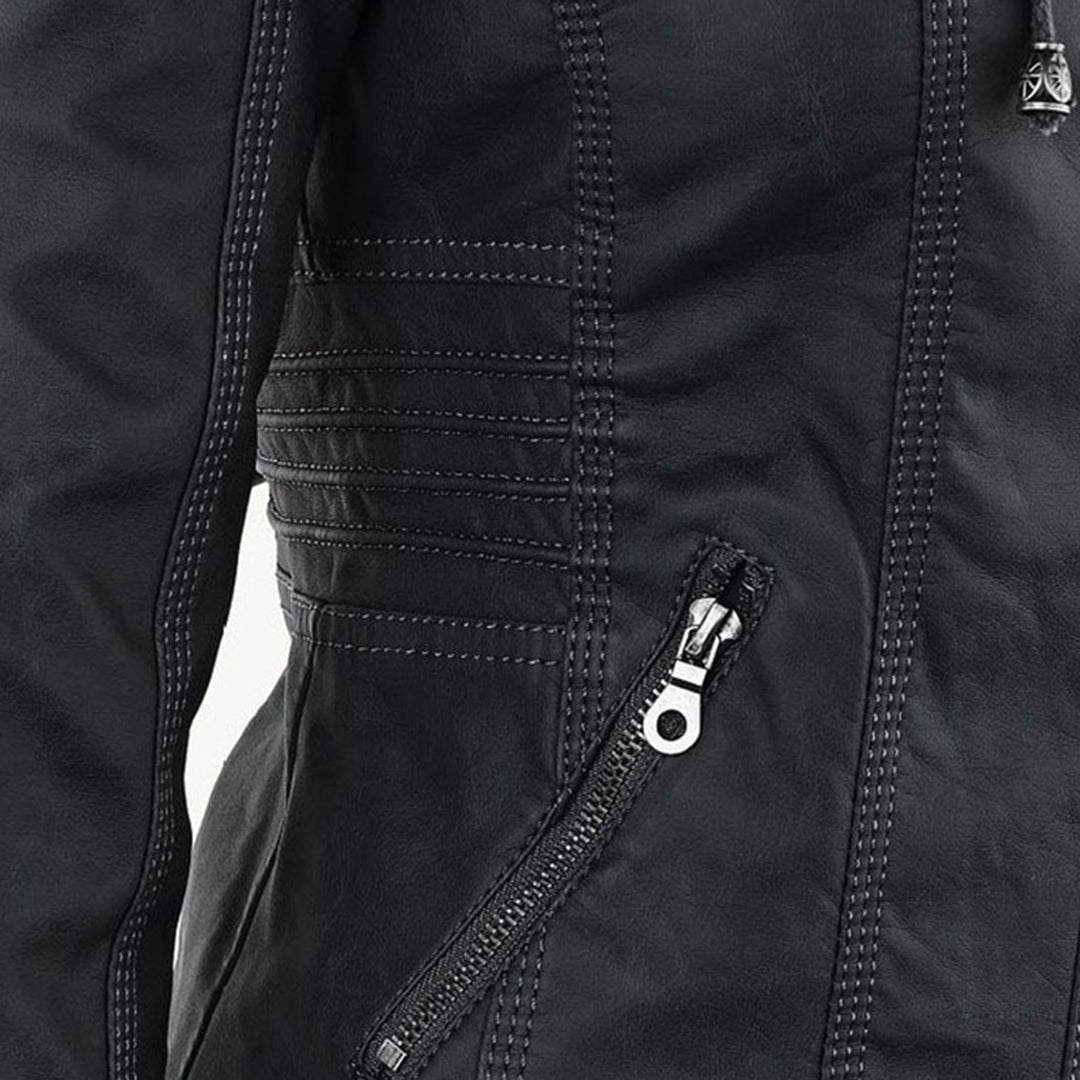 Women’s Hooded Faux Leather Jacket