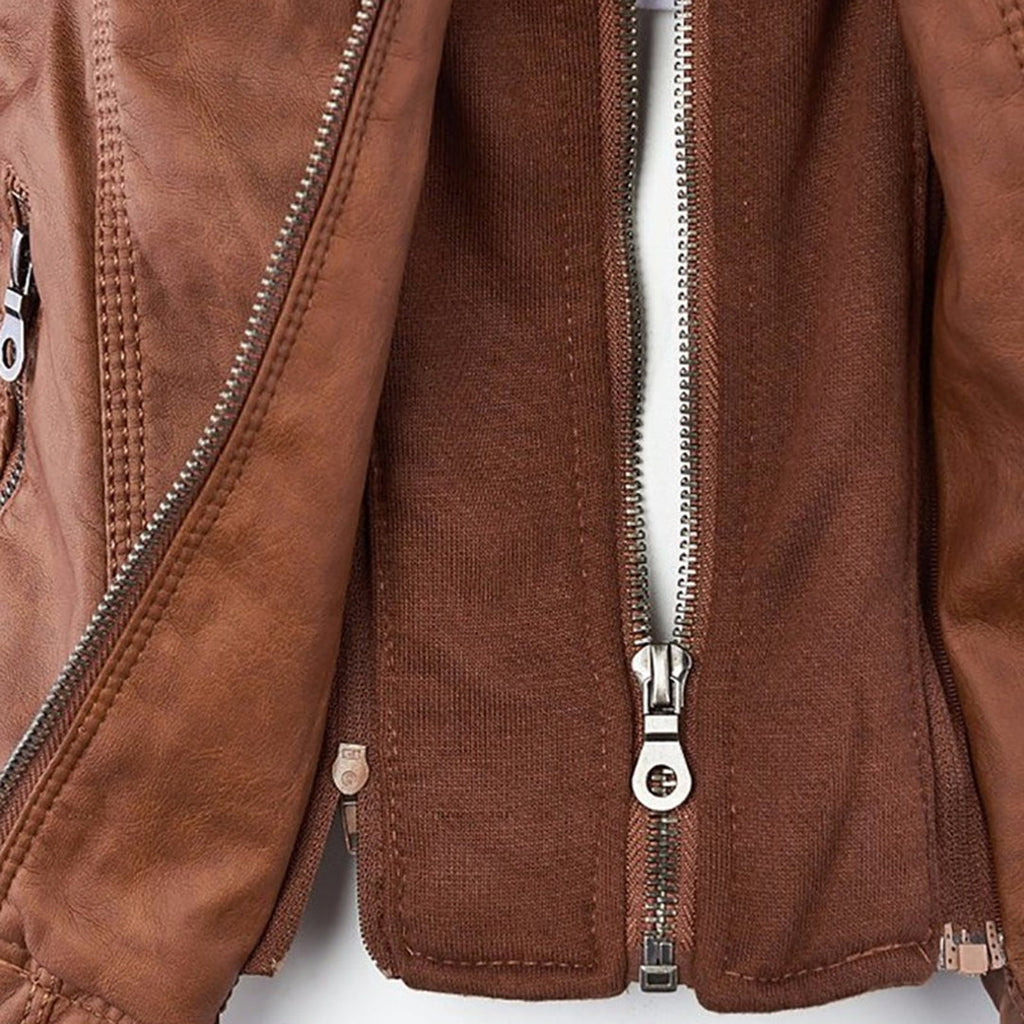Women’s Hooded Faux Leather Jacket