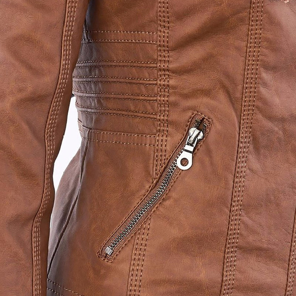 Women’s Hooded Faux Leather Jacket