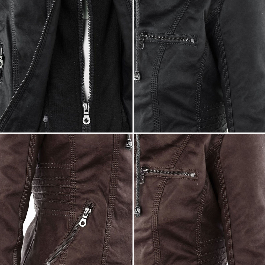 Women’s Hooded Faux Leather Jacket