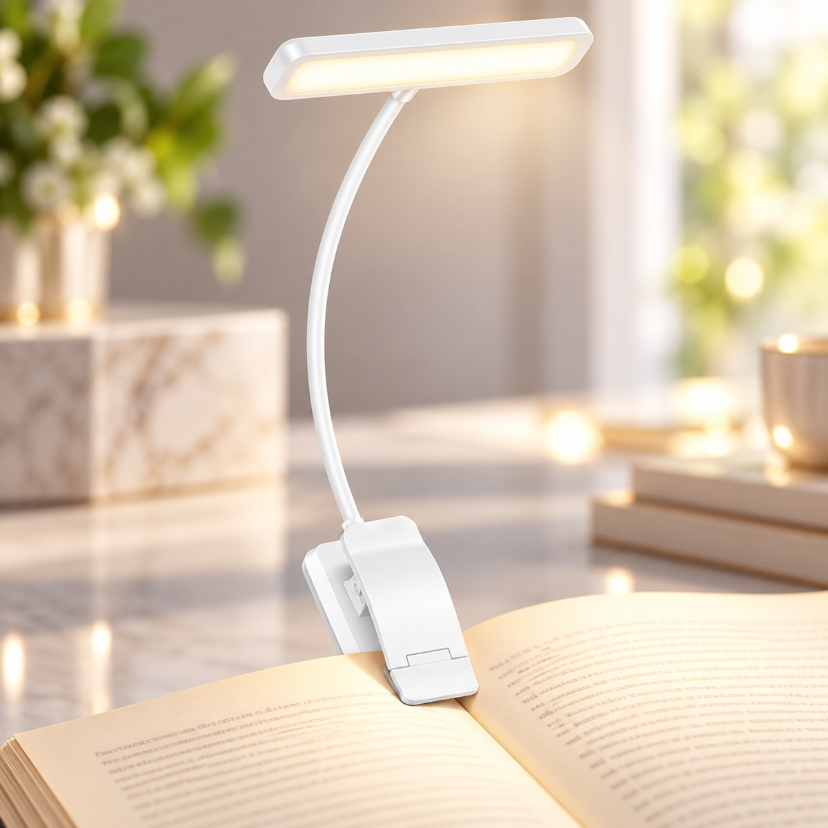 Clip On Book Reading Light USB Rechargeable Dimmable 3 Color LED Lamp