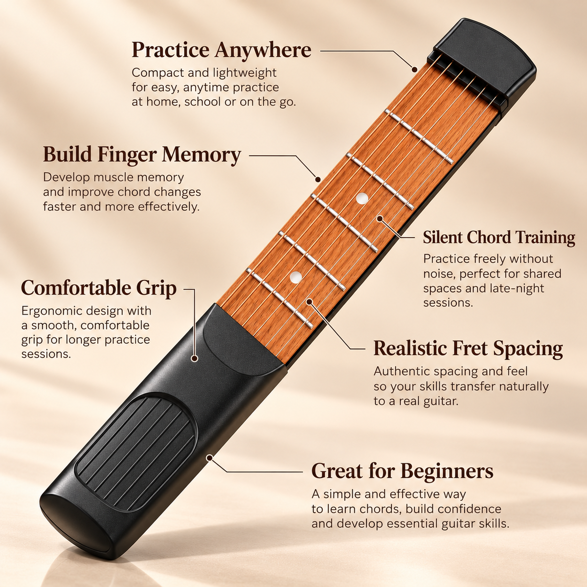 Pocket Guitar Chord Trainer Portable Silent Guitar Practice Tool