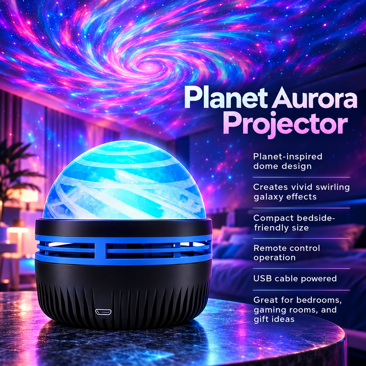 Aurora Night Light Projector with Remote Galaxy Star Ocean Wave Lamp