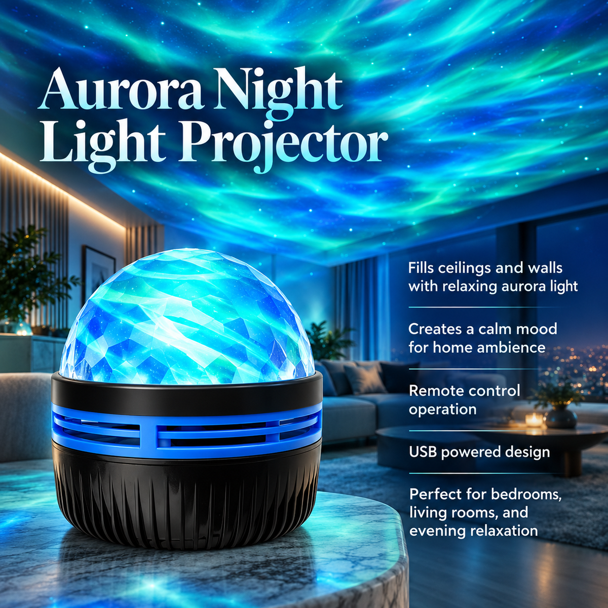 Aurora Night Light Projector with Remote Galaxy Star Ocean Wave Lamp