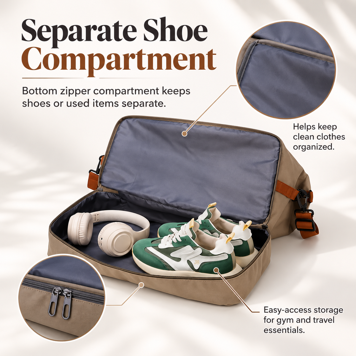 Womens Gym Duffel Bag with Shoe Compartment Wet Dry Travel Weekender