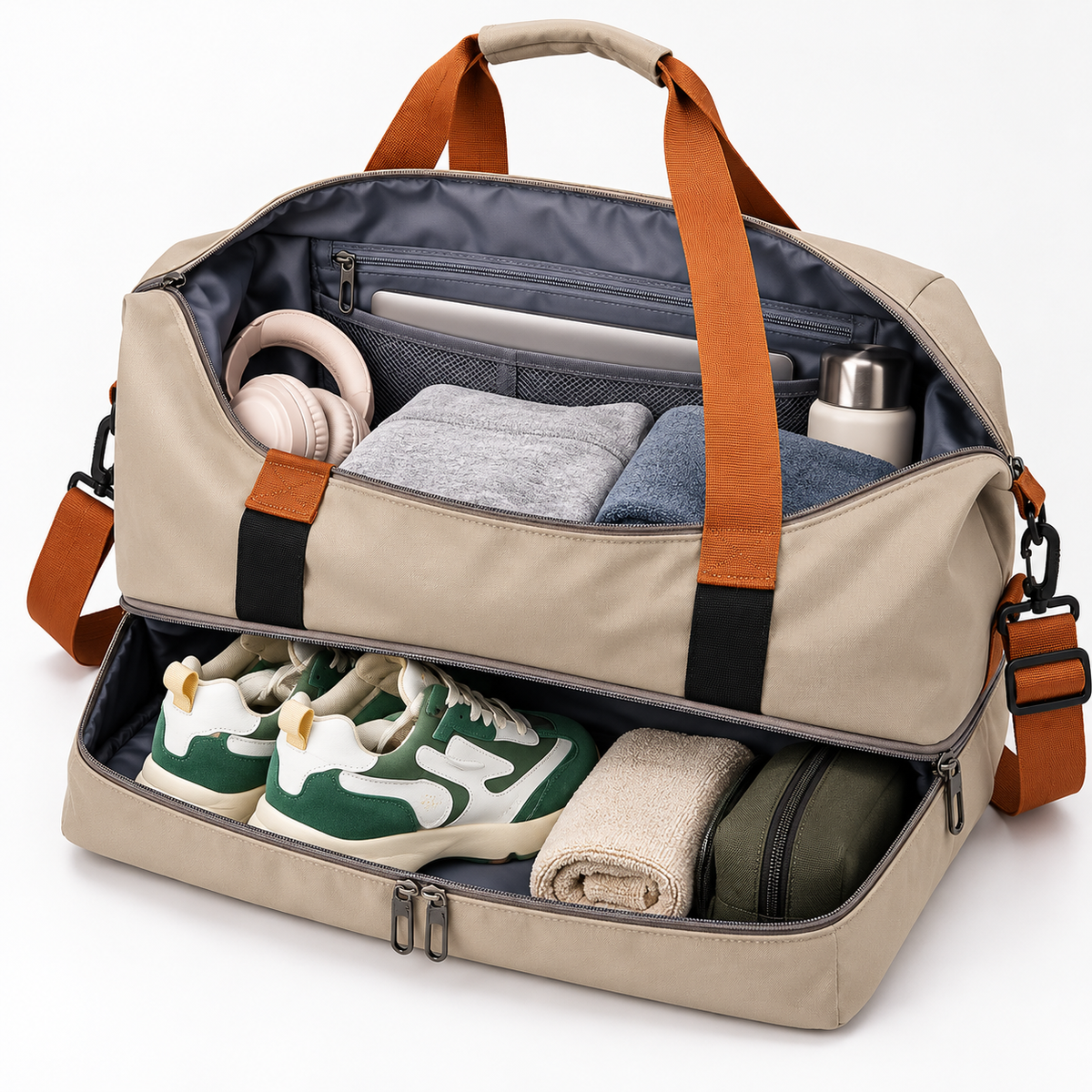 Womens Gym Duffel Bag with Shoe Compartment Wet Dry Travel Weekender