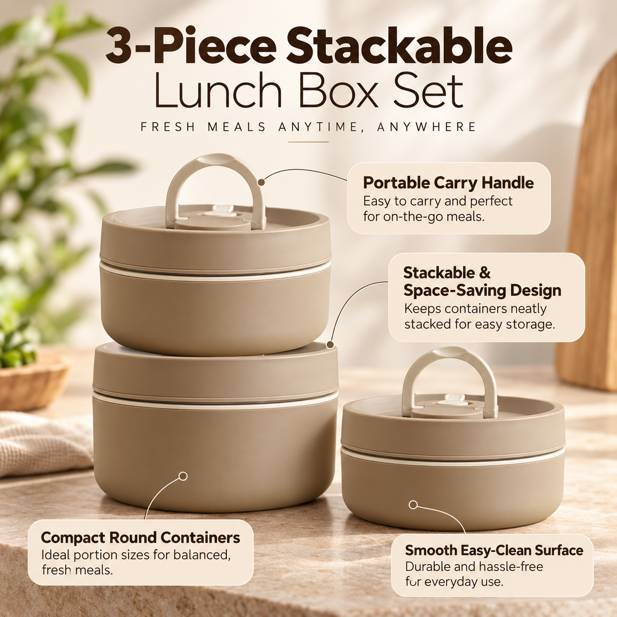 Stackable Insulated Lunch Box Set Stainless Steel with Carry Bag