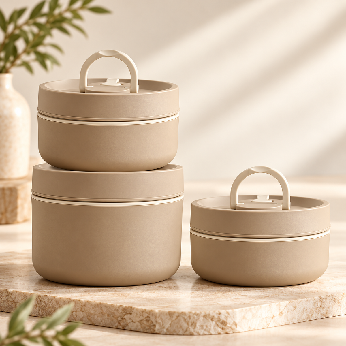 Stackable Insulated Lunch Box Set Stainless Steel with Carry Bag