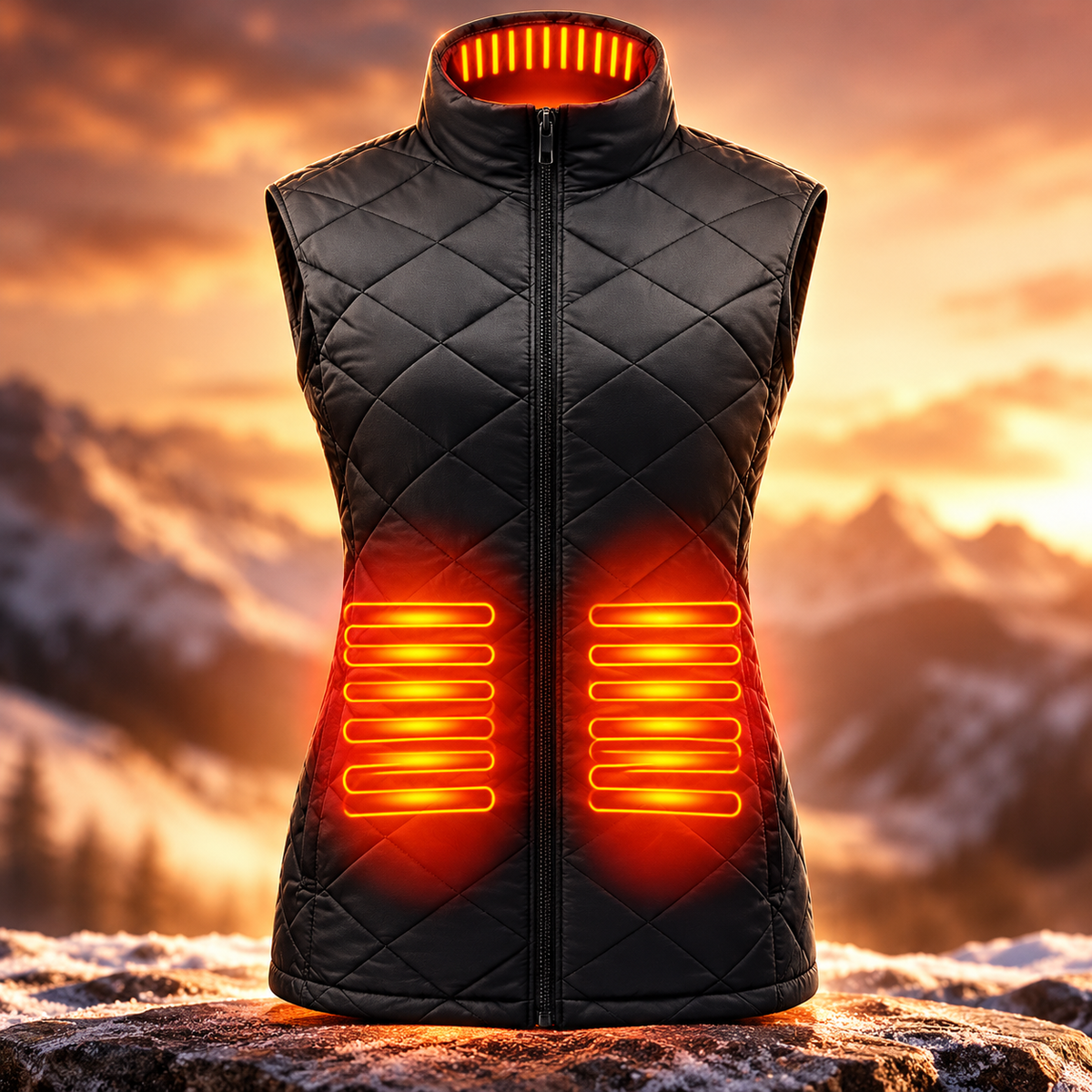 Womens Heated Vest USB Powered Quilted Winter Vest 3 Heat Levels