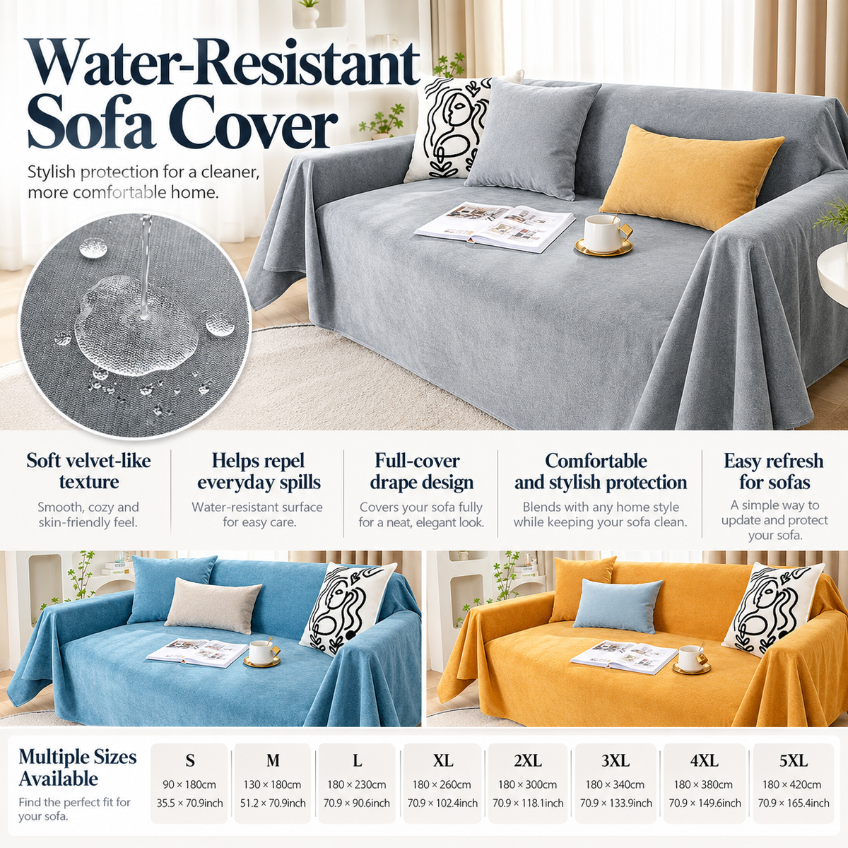 Water Repellent Sofa Throw Cover Pet Proof Couch Protector Blanket