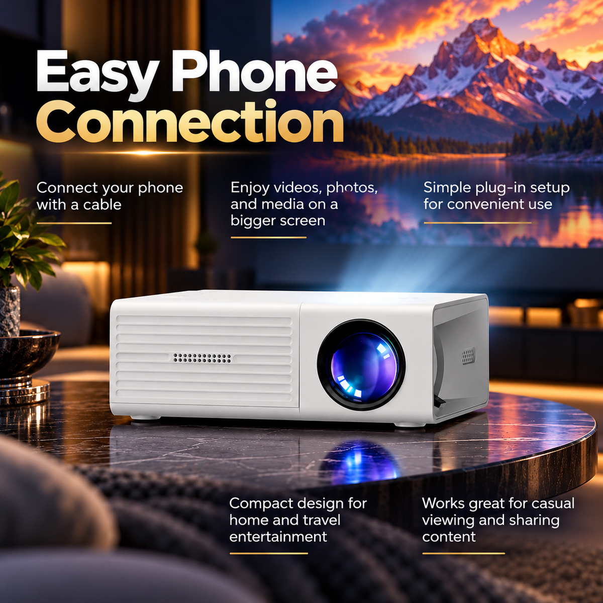 Mini Projector Portable LED Home Theater Movie Projector HDMI USB